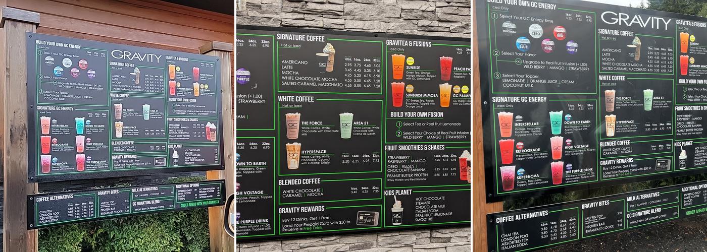 Gravity Coffee Menu