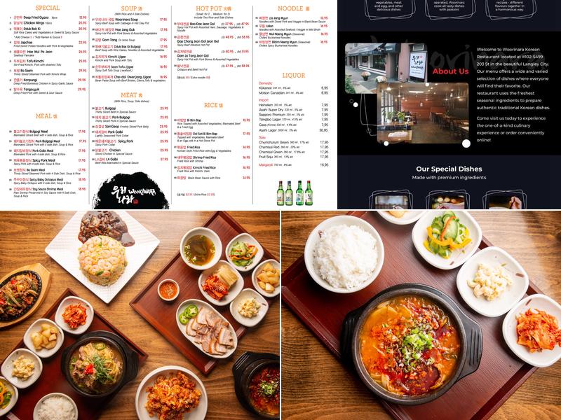 Woorinara Korean Restaurant Menu