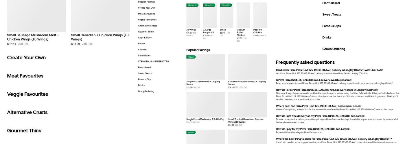 Pizza Pizza Menu