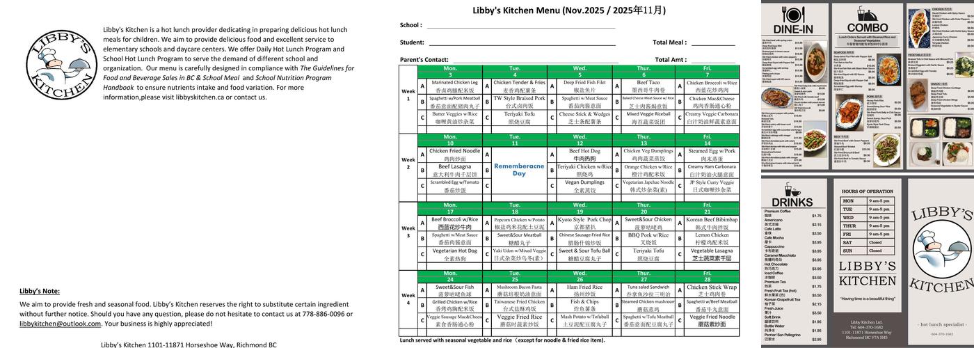 Libby's Kitchen Menu