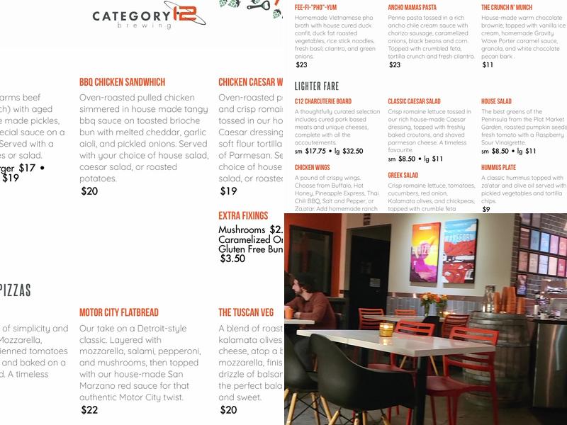 Category 12 Brewing Menu