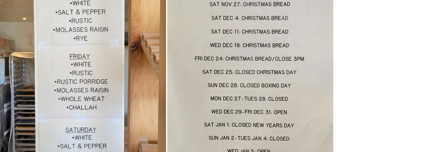 Torbakery Menu