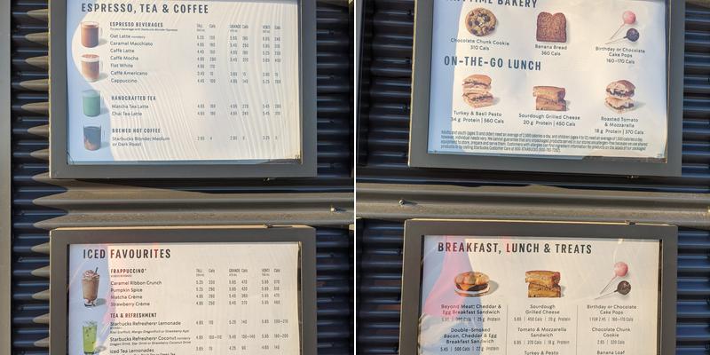 Starbucks Menu