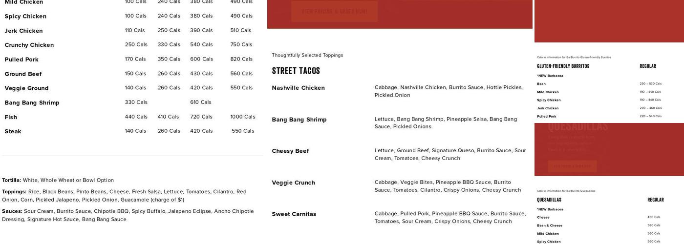 barBURRITO Menu