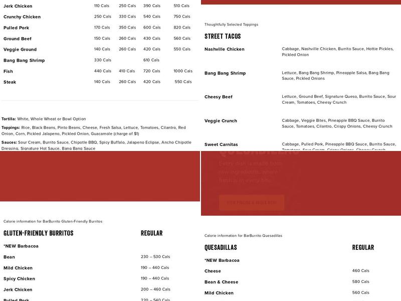 barBURRITO Menu