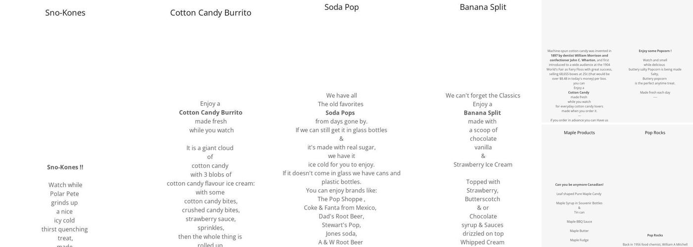 Coboconk Go-Karts & Mini-Putt Menu