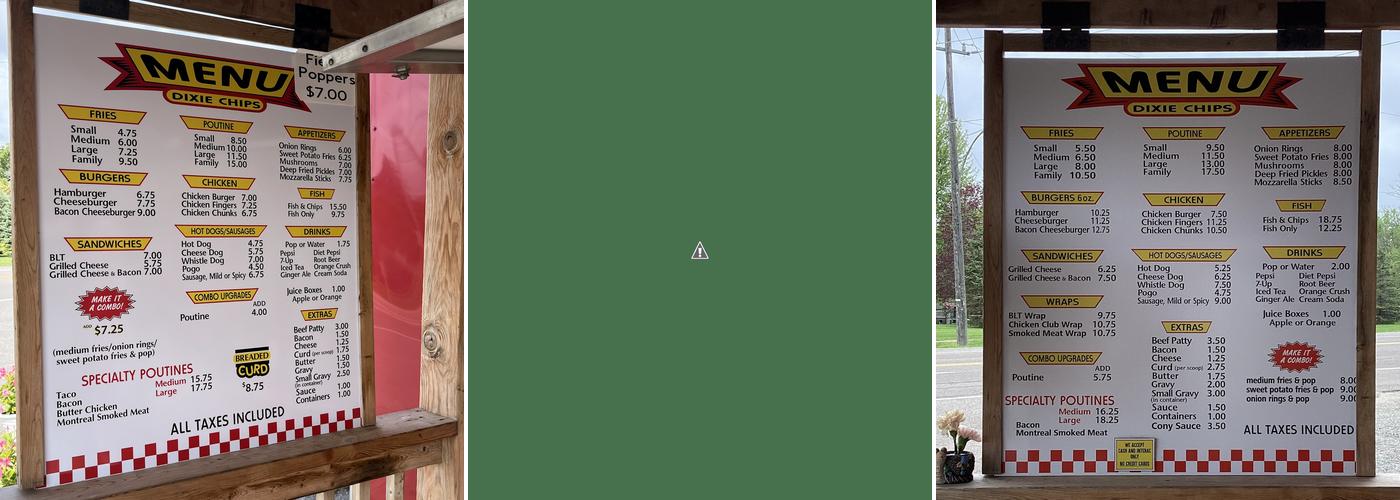 Dixie Chips Menu