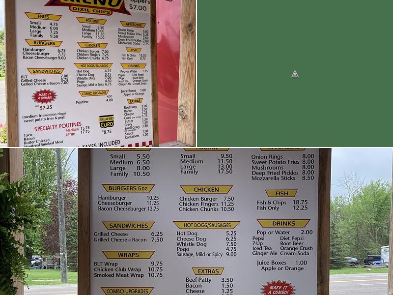 Dixie Chips Menu