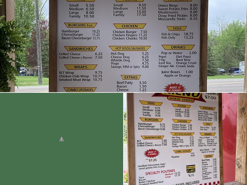 Dixie Chips Menu
