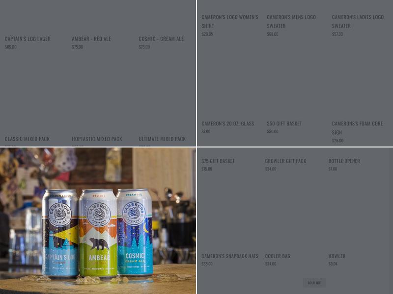 CAMERON'S Brewing Company Menu