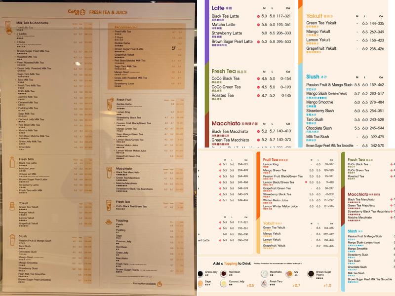 CoCo Fresh Tea & Juice Menu