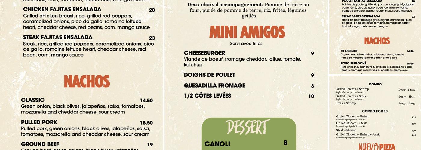 Nuevo Amigo Menu