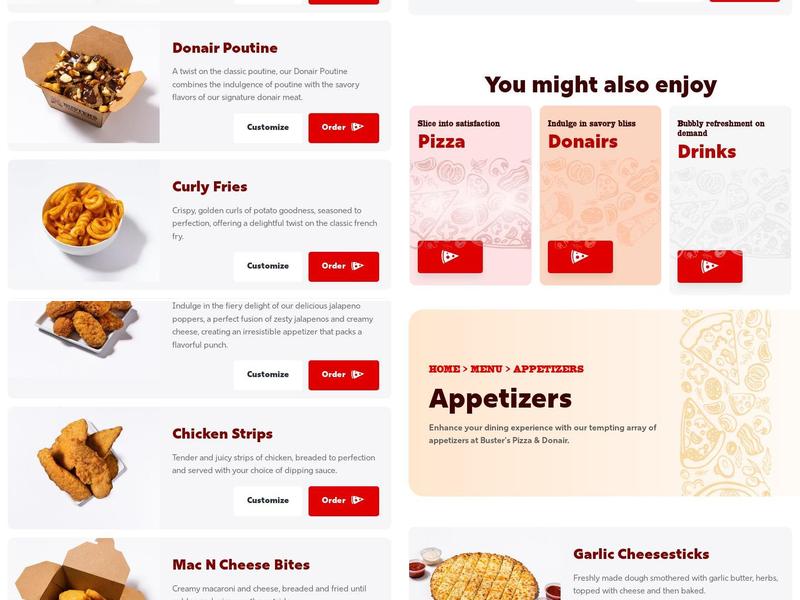 Buster's Pizza & Donair Menu