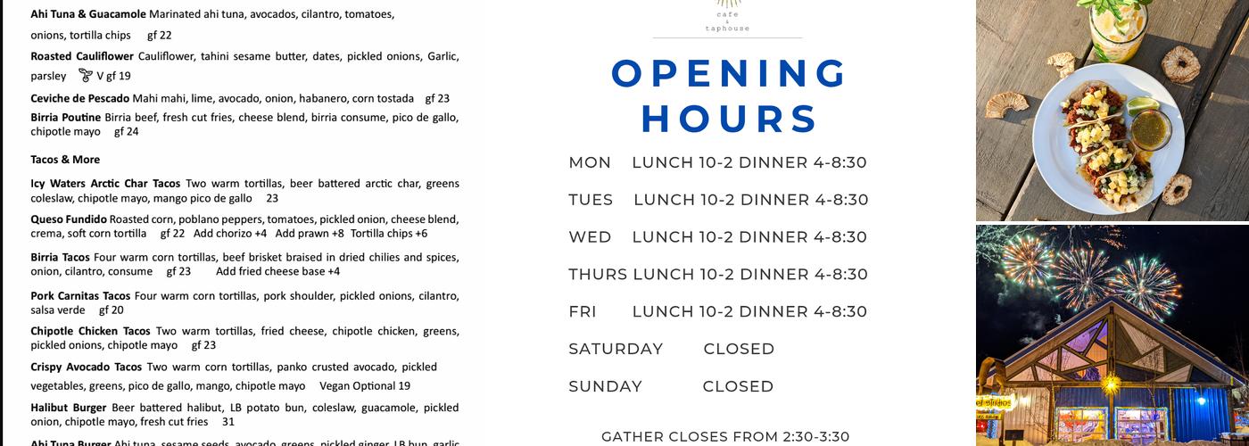 Gather Cafe & Taphouse Menu