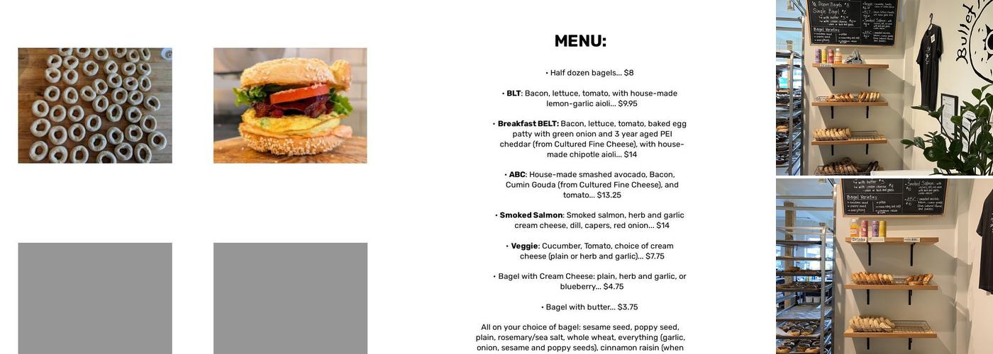 BULLET HOLE BAGELS Menu