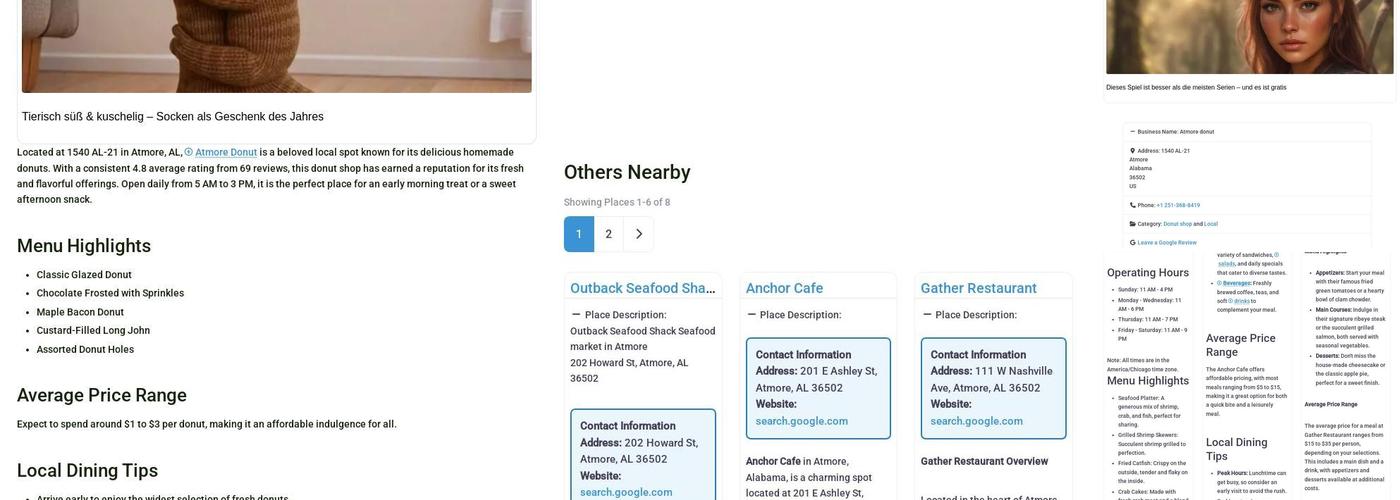 Atmore donut Menu