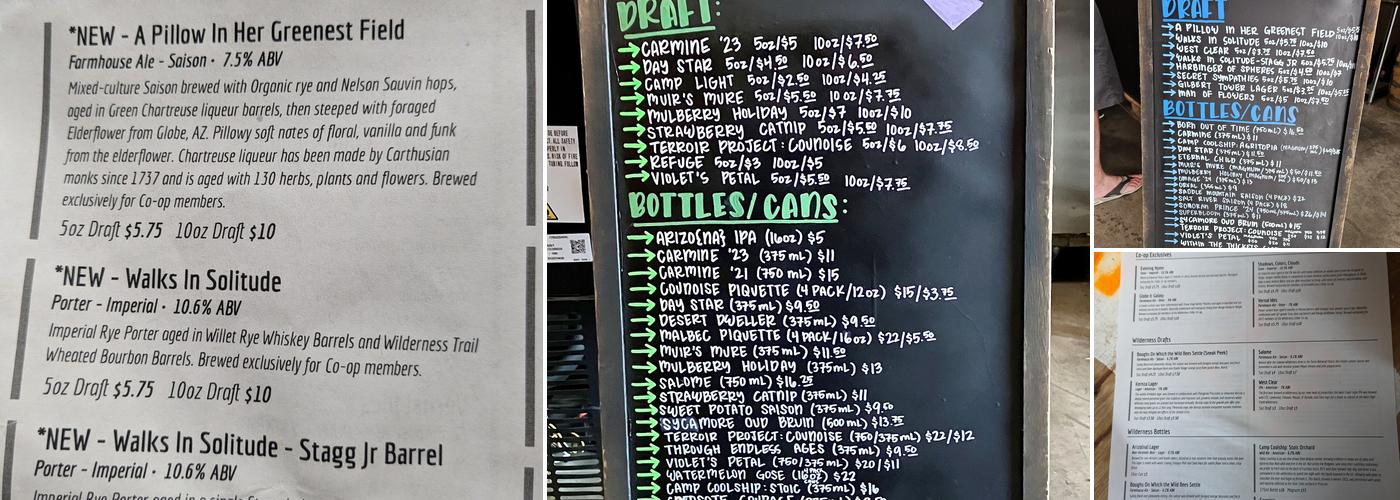 Woodnotes Cellar Menu