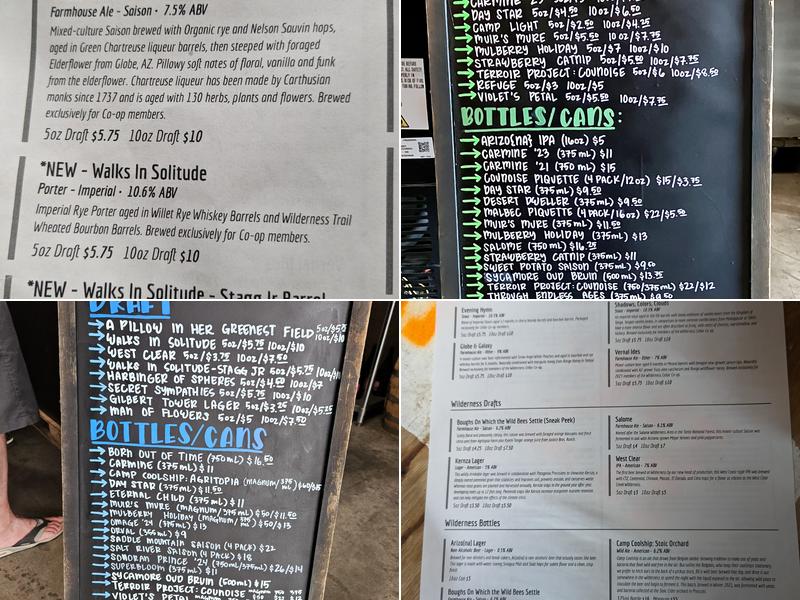 Woodnotes Cellar Menu