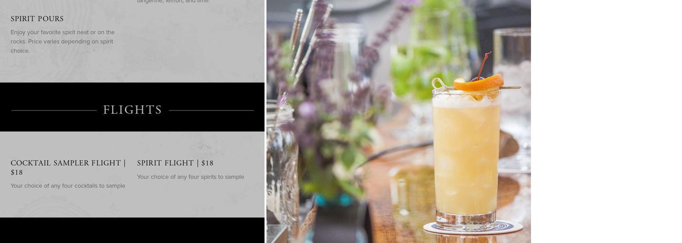 The Heart Distillery Menu