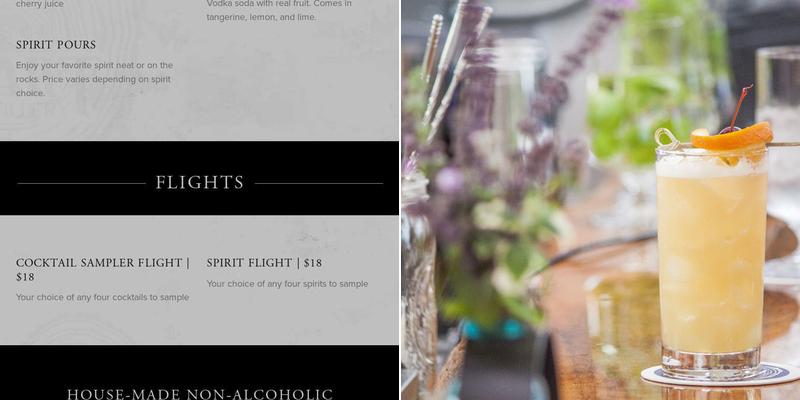 The Heart Distillery Menu