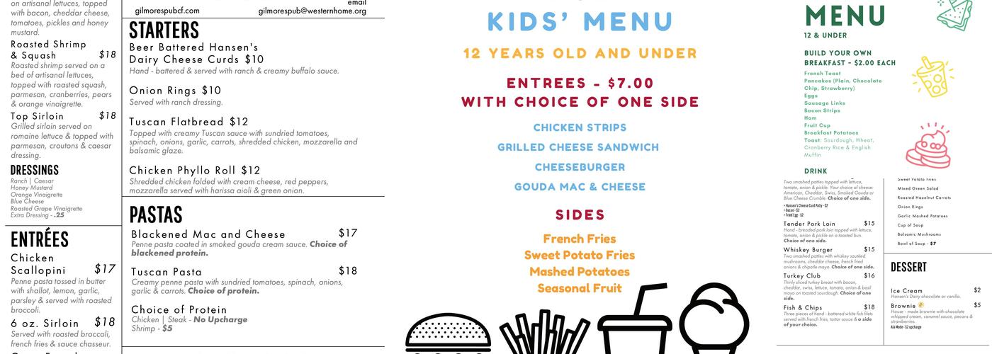 Gilmore's Pub Menu