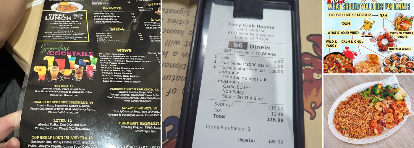 Fiery Crab Seafood Restaurant And Bar - Houma Menu