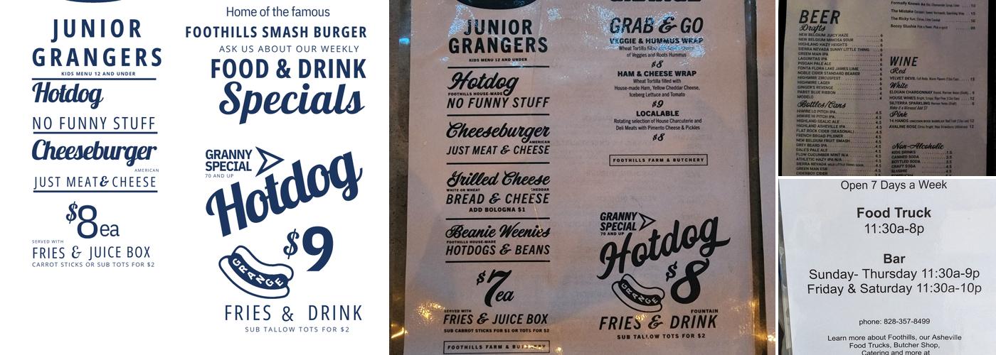 Foothills Grange Menu