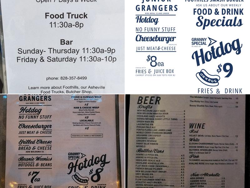 Foothills Grange Menu