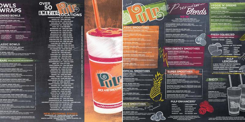 Pulp Juice and Smoothie Bar Menu