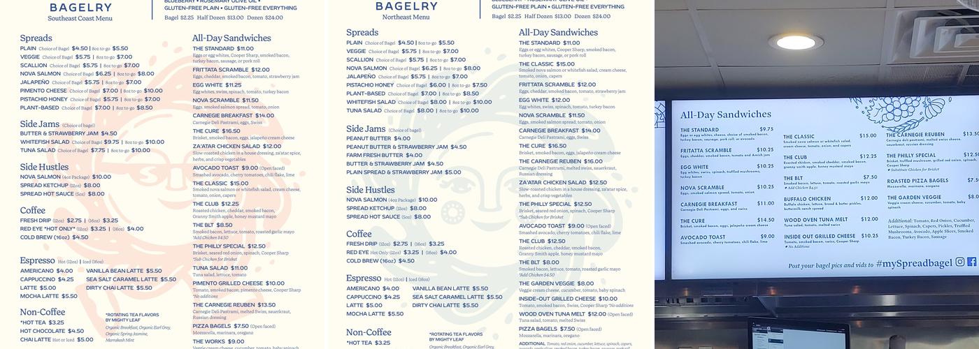 Spread Bagelry Menu