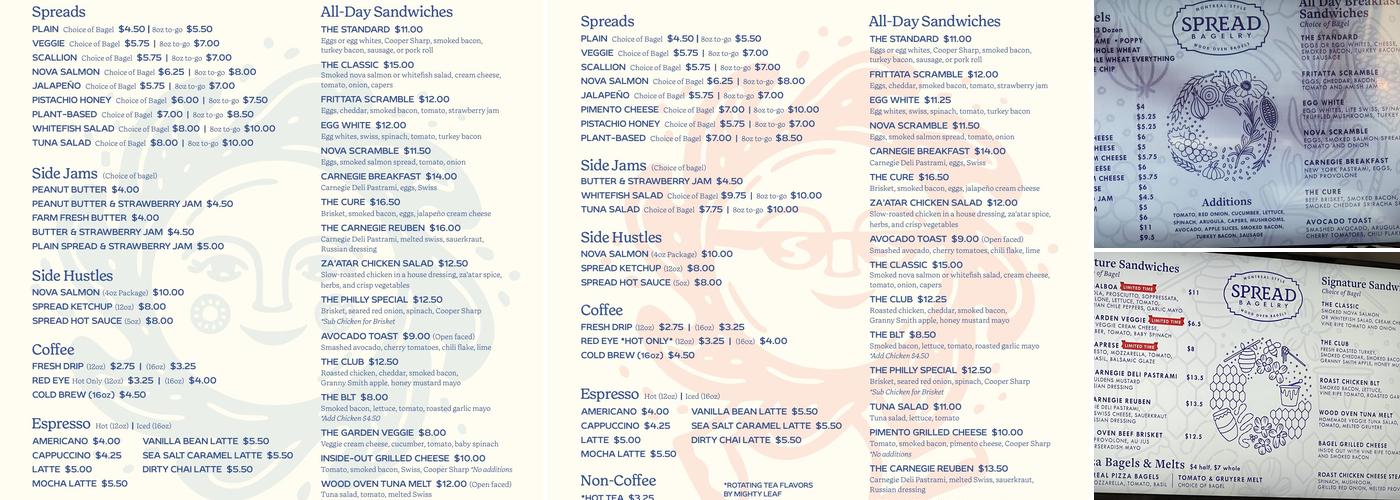 Spread Bagelry Menu