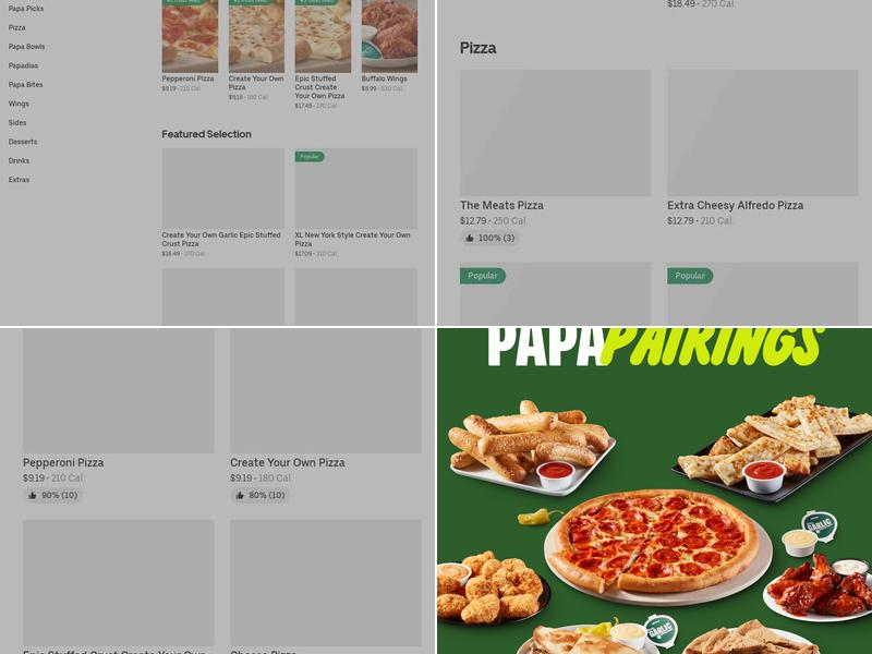Papa Johns Pizza Menu