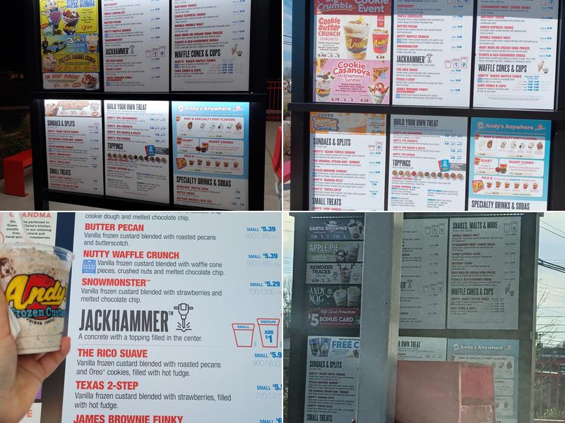 Andy's Frozen Custard Menu