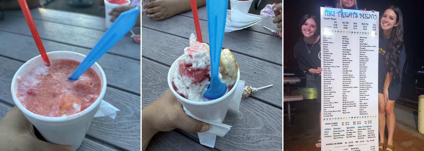 Tiki treats Snow Cones Menu