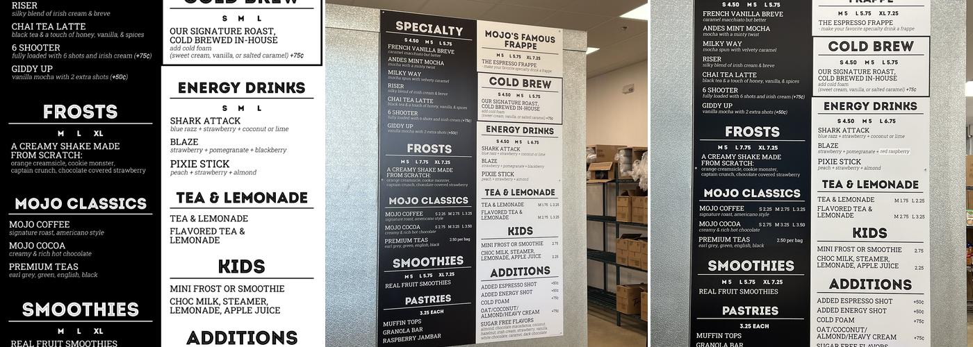 Mojo Coffee Menu