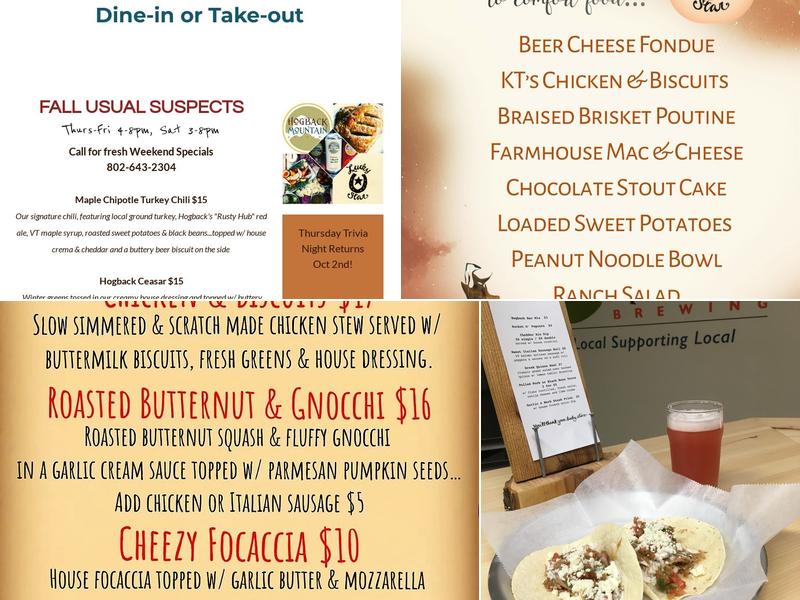 Hogback Mountain Brewing, Inc. Menu