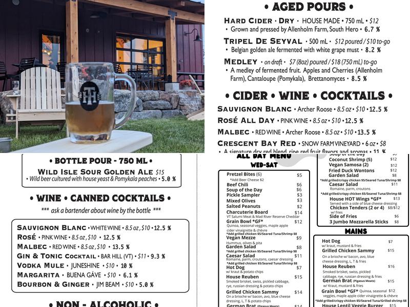 Two Heroes Brewery & Public house Menu