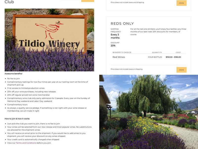 Tildio Winery Menu