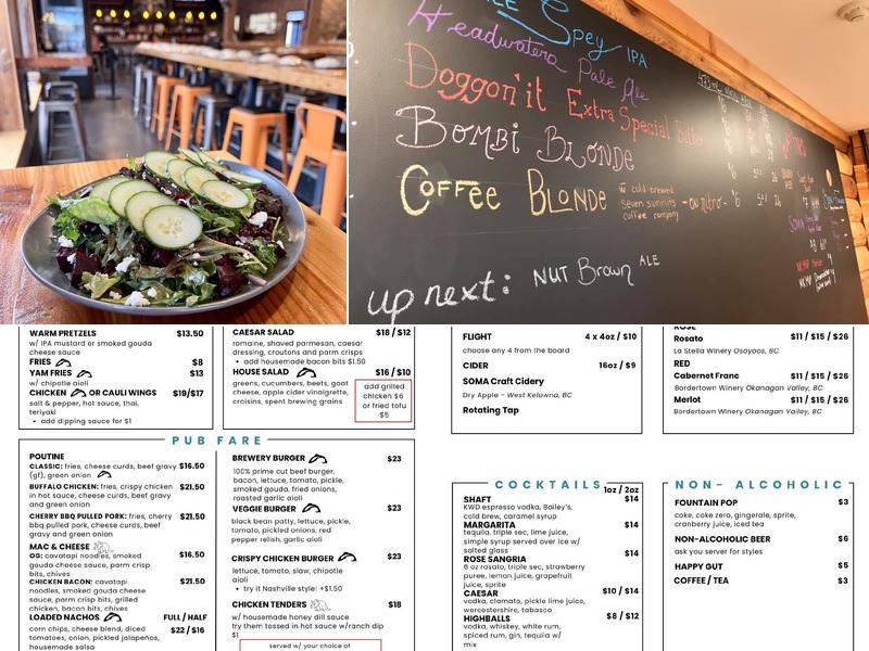 Tailout Brewing Menu