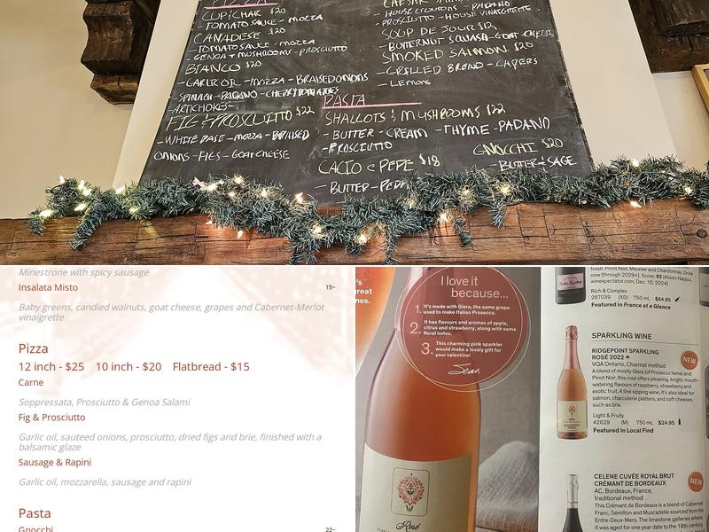 The Dining Room at Ridgepoint Wines Menu