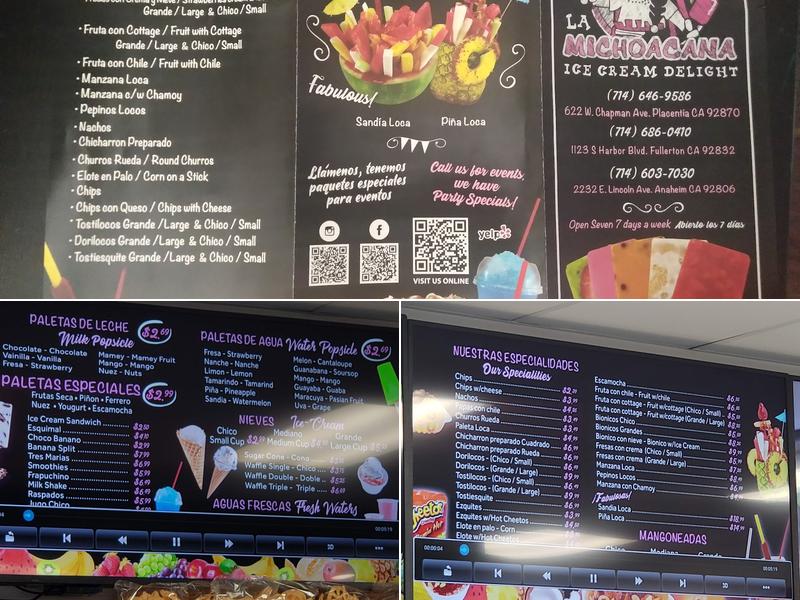 La Michoacana Menu