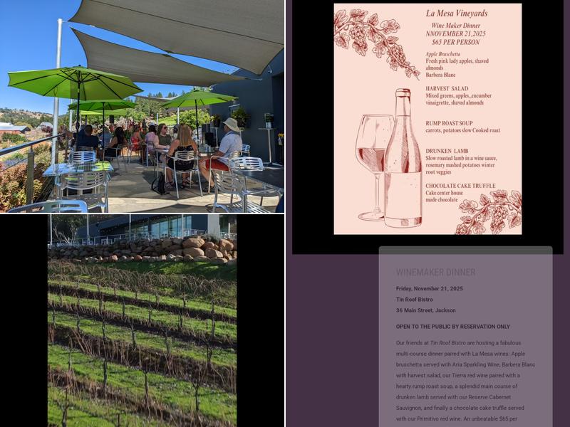 La Mesa Vineyards Menu
