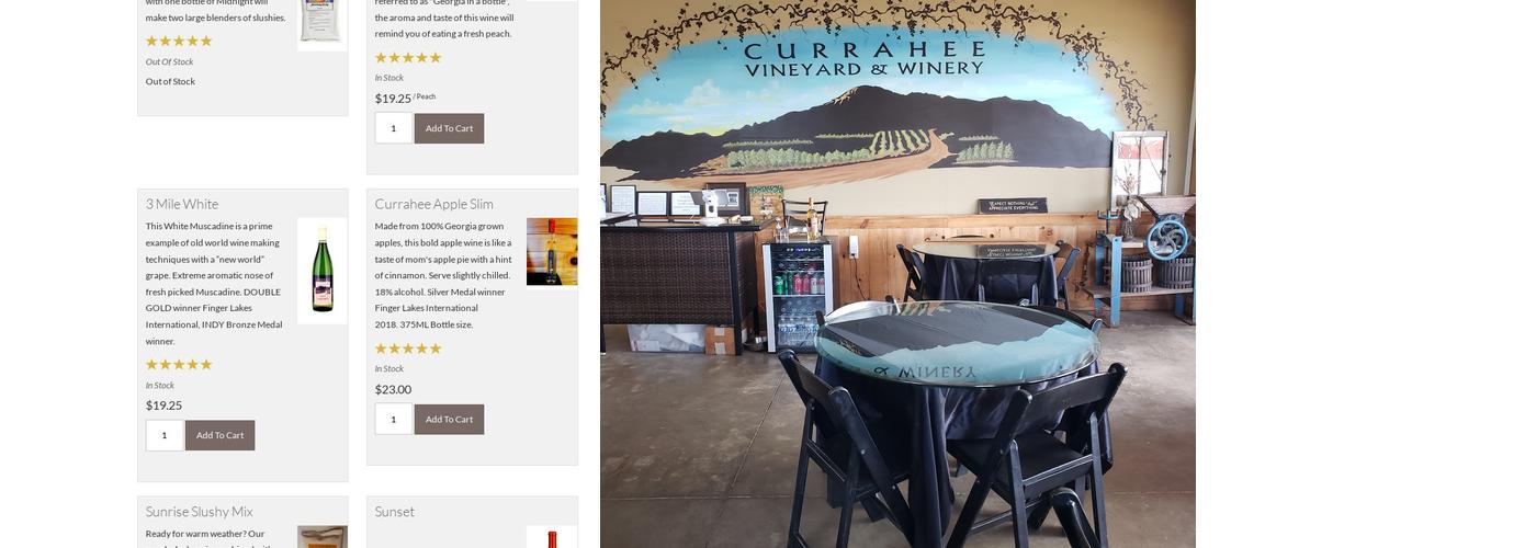 Currahee Vineyard & Winery Menu