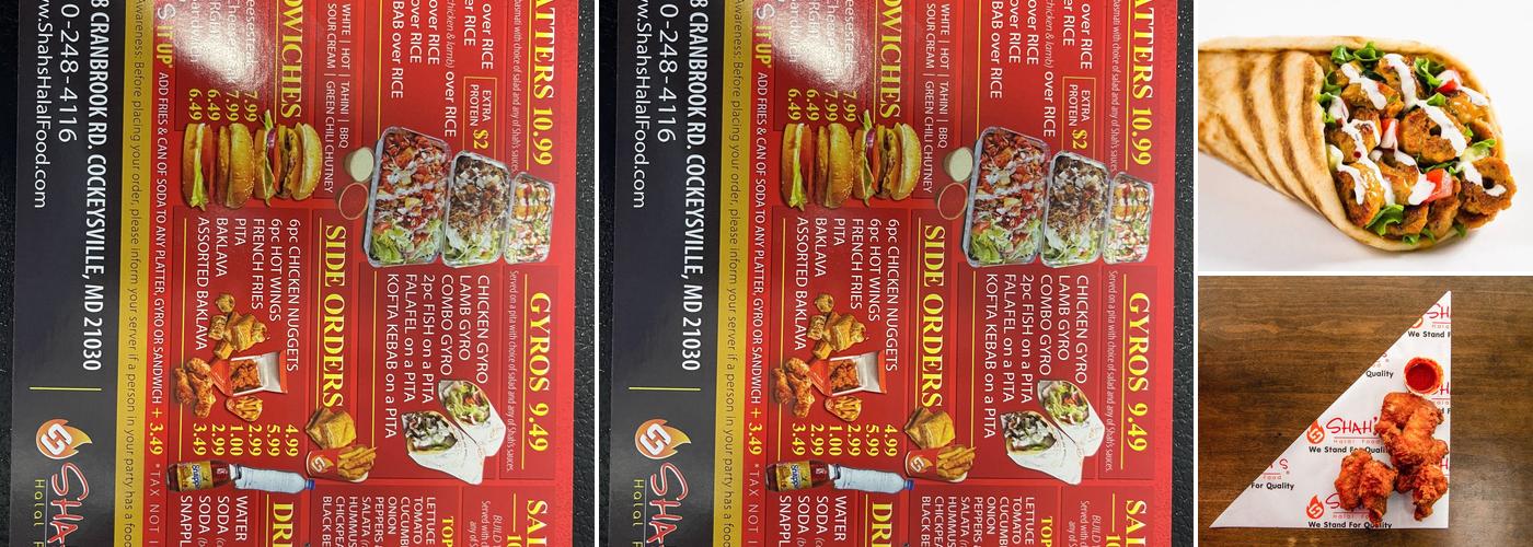 Shah's Halal Food Menu