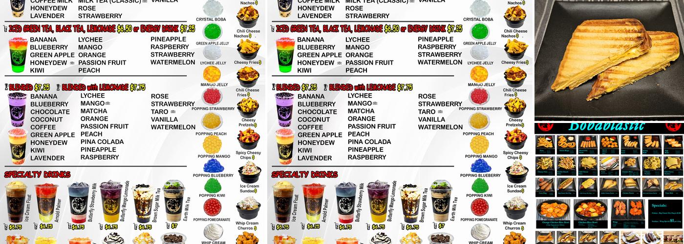 Bobablastic Menu