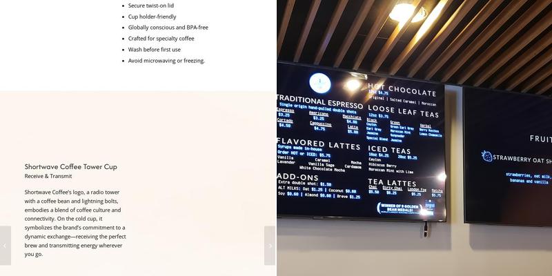 Shortwave Coffee Menu