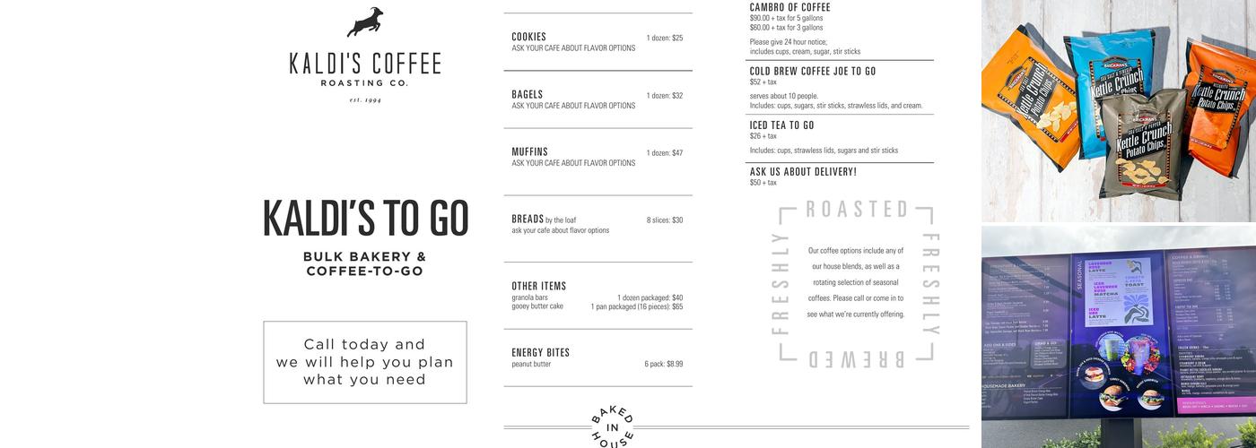 Kaldi's Coffee in Ellisville Menu