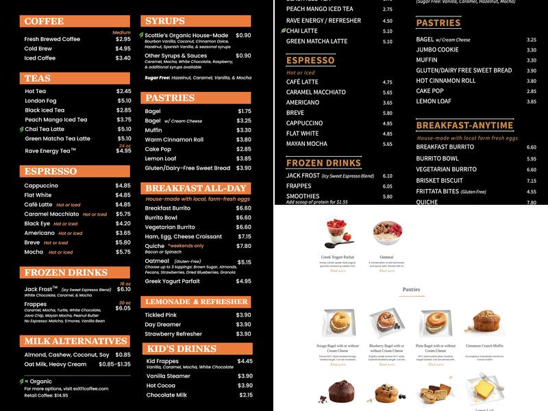 Exit 11 Coffee Drive-Thru Menu