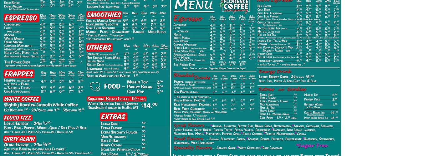 Florence Coffee Company Menu