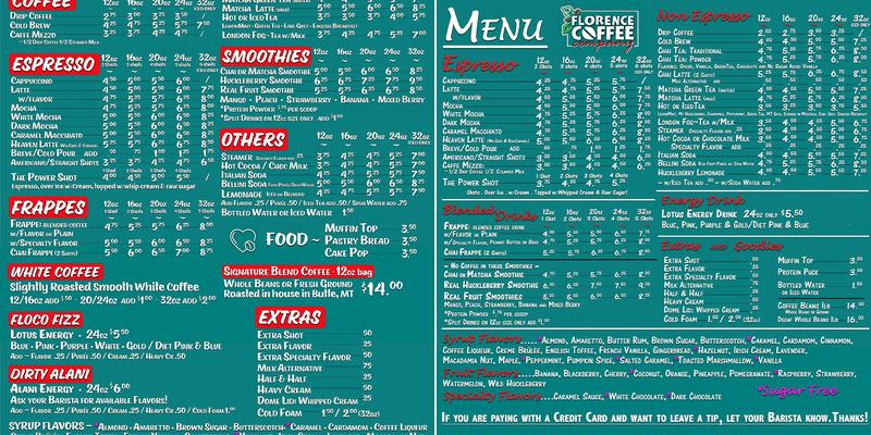 Florence Coffee Company Menu